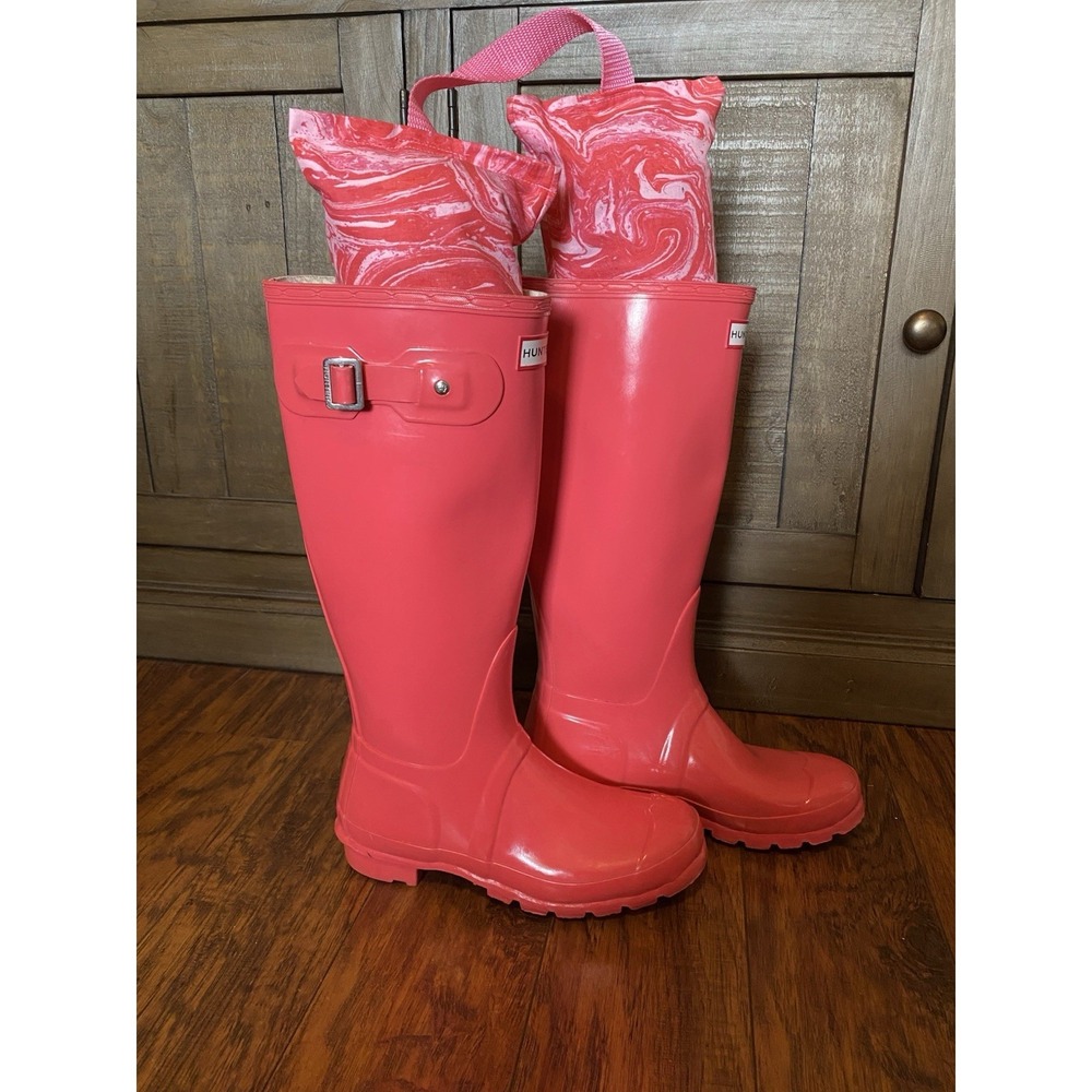 Hunter Ladies Original Tall Rubber Rain Boots Pink EU 38 UK 5 US 7 Gloss